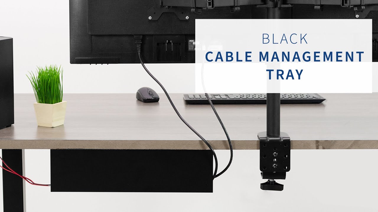 16.5-Inch Under Desk Cable Management Tray - Wire Management Under Desk with Cable Clip Holders - Under Table Cable Management Tray for Home and Offic