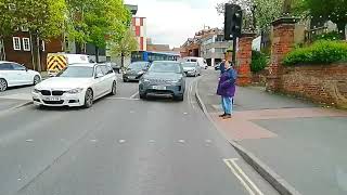 Driving On College Street, Deansway, Bridge Street &amp; New Road, Worcester, Worcestershire, England