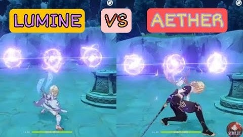 Lumine vs Aether side by side Comparison idle Animation #genshinimpact #2.0