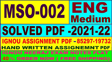 mso 002 solved assignment 2021-22 in English / mso 002 solved assignment / mso 002 assignment