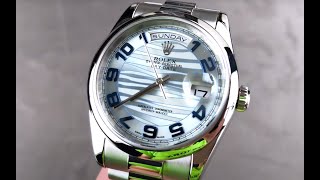 Rolex Day-Date Platinum Ice Blue Wave Dial 118206 Rolex Watch Review