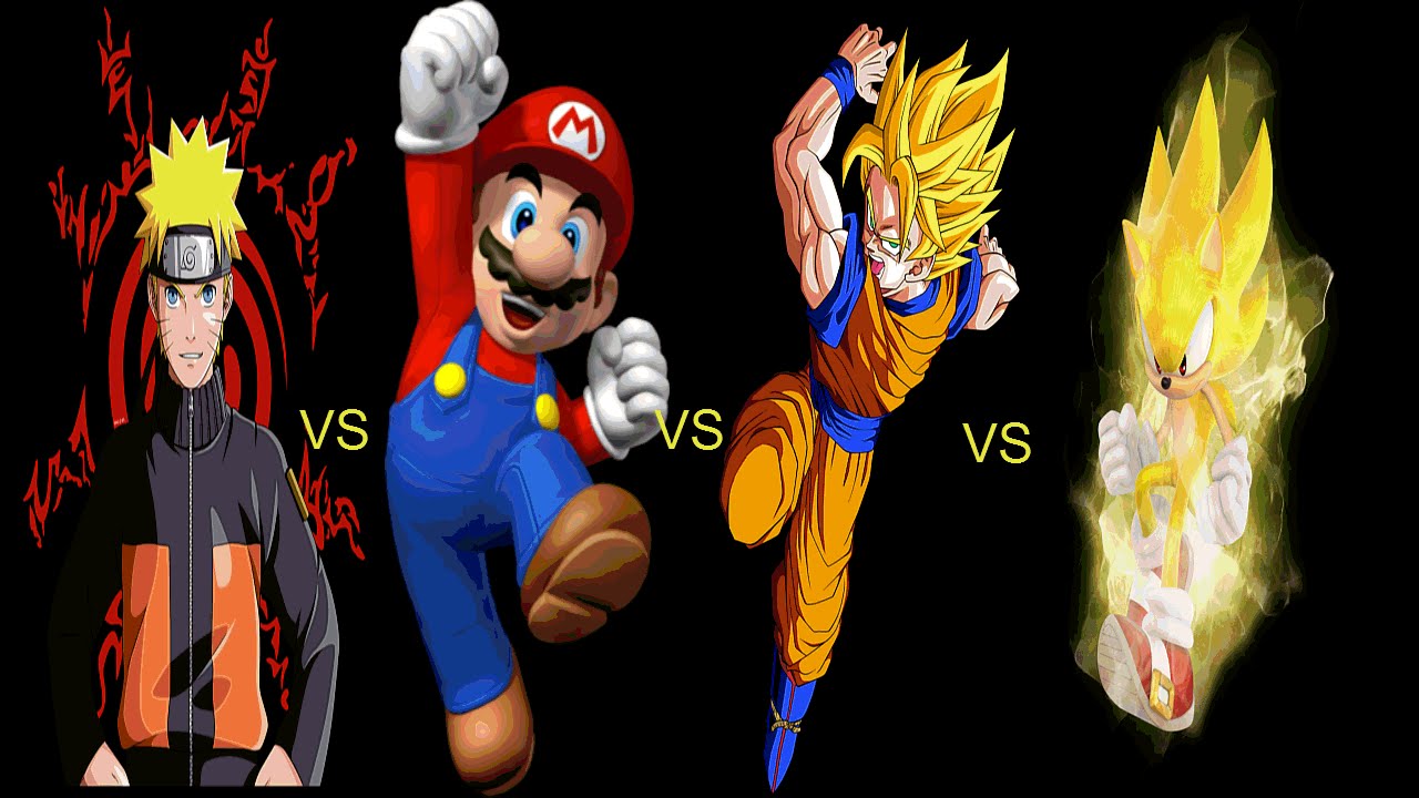 Mario and Sonic vs Goku and Naruto by SLGQ4 on DeviantArt