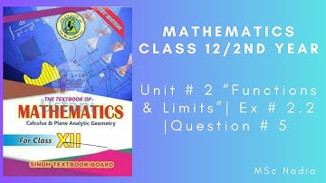 Exercise  2.2 2nd year mathematics | class 12 exercise 2.2 | ex 2.2 q 5 class 12 maths