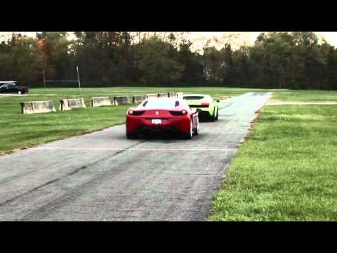 lamborghini gallardo LP 560-4 vs. ferrari 458 italia at bullfest fall 2010