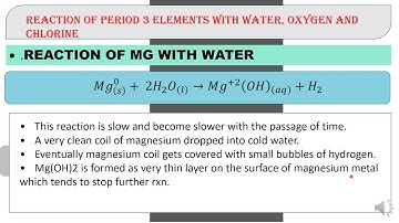 Reaction of Period 3 Elements With Water || Royal Mentor ||