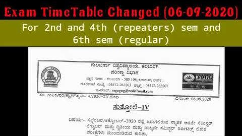 UG Exam TimeTable Changed 6-9-2020 gulbarga university CBCS question paper Karnataka