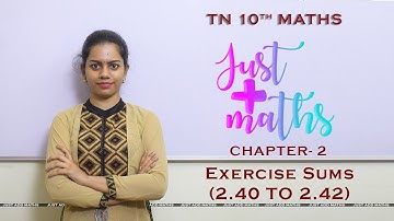 TN 10th Maths | Chapter 2 | Numbers and Sequences | Section 2.9 | Example Sums | Part 1 | By Aarthy
