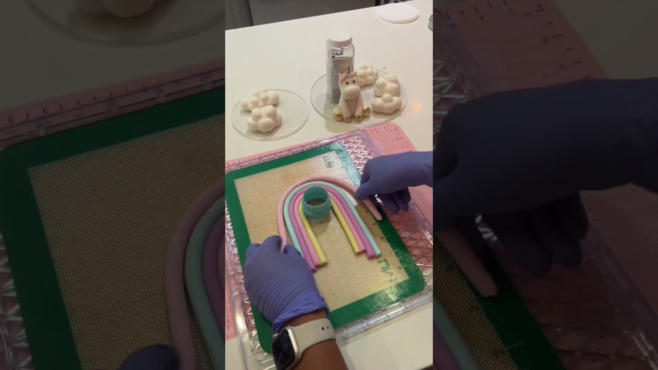 Easy fondant rainbow cake topper 