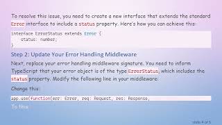 Resolving TypeScript Error Property 'status' does not exist on type 'Error' in Express Application