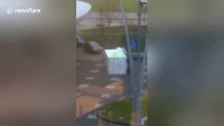 Strong winds topple truck in Netherlands storm