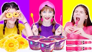 ASMR Eating Only One Color Food Purple, Pink and Yellow Mukbang By LiLiBu