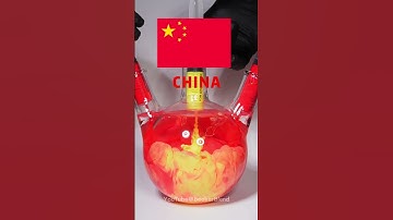 ASMR Chinese Flag Colors in Liquid! 🌊🇨🇳 Satisfying Chemistry Art | Relaxing Visuals & Color Fusion