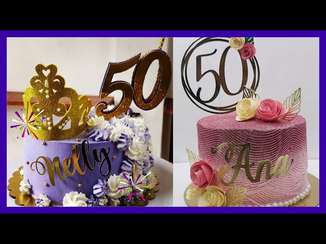 ❤ 14 TOP DECORAÇÃO MAIS LINDA DE BOLO DE ANIVERSÁRIO [TEMA 50 ANOS] 