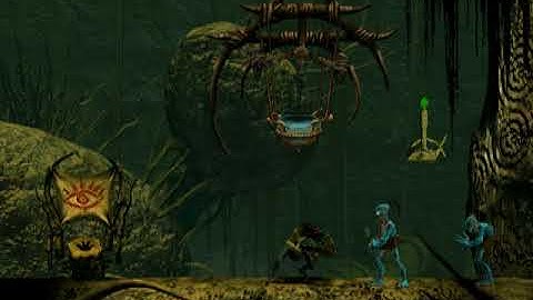 Sling mudokon shoots mudokon, Slig talks to sling mudokon