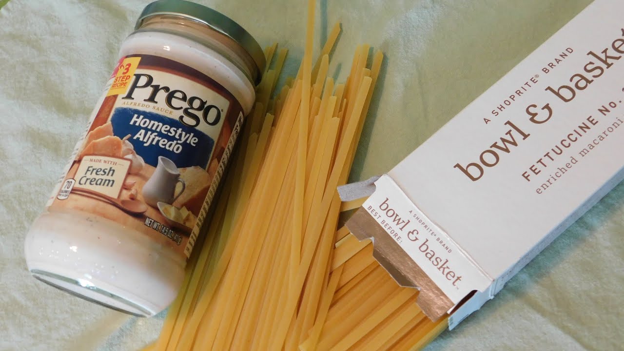 Fettuccine Alfredo, Shoprite Bowl  Basket Fettuccine, Prego Homestyle Alfredo Sauce