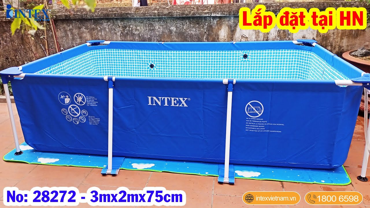 bể bơi giá rẻ ở hà nội New Lắp bể bơi khung kim loại INTEX 3mx2m cho khách hàng tại Hà Nội