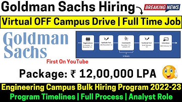 Goldman Sachs Engineering Campus Hiring Program 2022-23 | 2024 Batch Analyst Role Full Process Apply