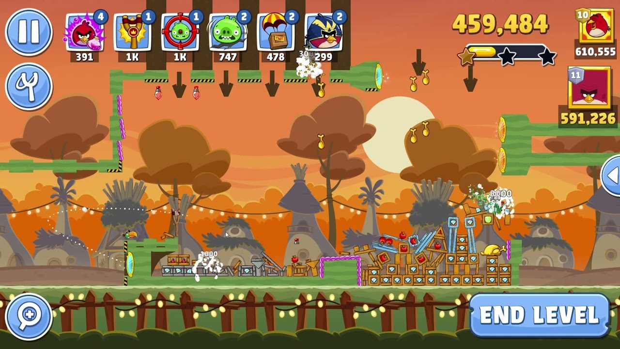 Турнир 8 уровня Angry Birds Friends 1653, прохождение, две звезды, без бонусов, 24.11.2025