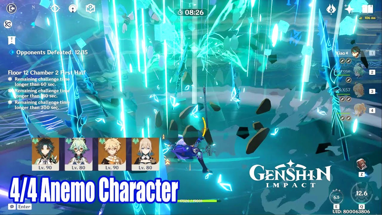 Genshin Impact Xiao Sucrose Mc Anemo Jean 4 Anemo Character Energy Recharge Test Youtube