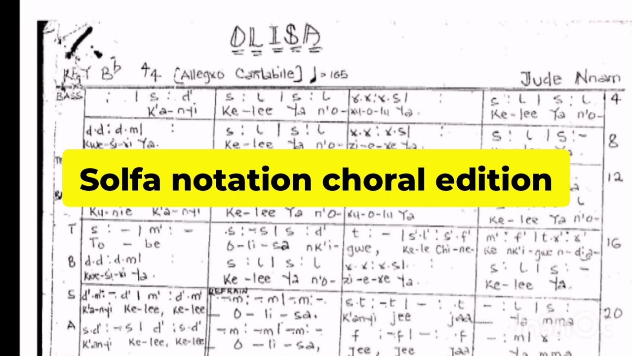 Olisa by Jude Nnam (Akam di n'elu) Solfa notation music sheet + lyrics