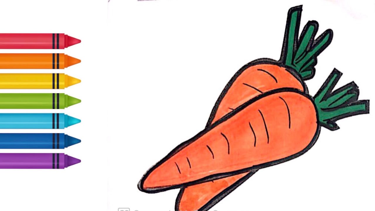 Carrot drawing for kids, coloring videos,vegetable drawing, easy carrot ...