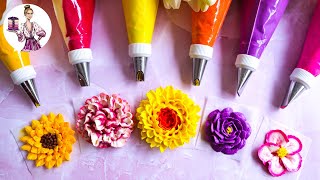 How to pipe 6 classic buttercream flowers | Piping tips & techniques for perfect cake decorating