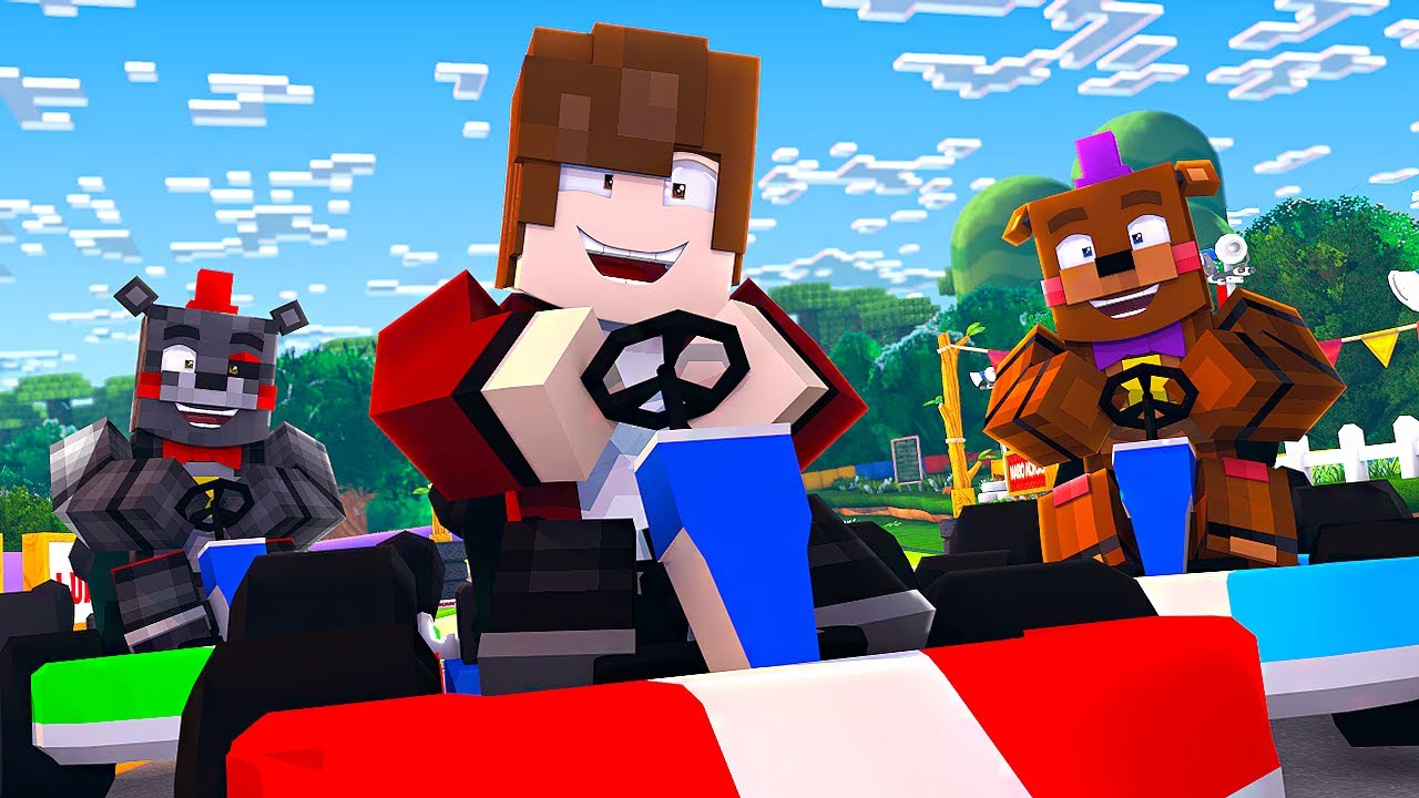 Minecraft FNAF 7 Pizzeria Simulator - GO KART RACING! (Minecraft Roleplay)