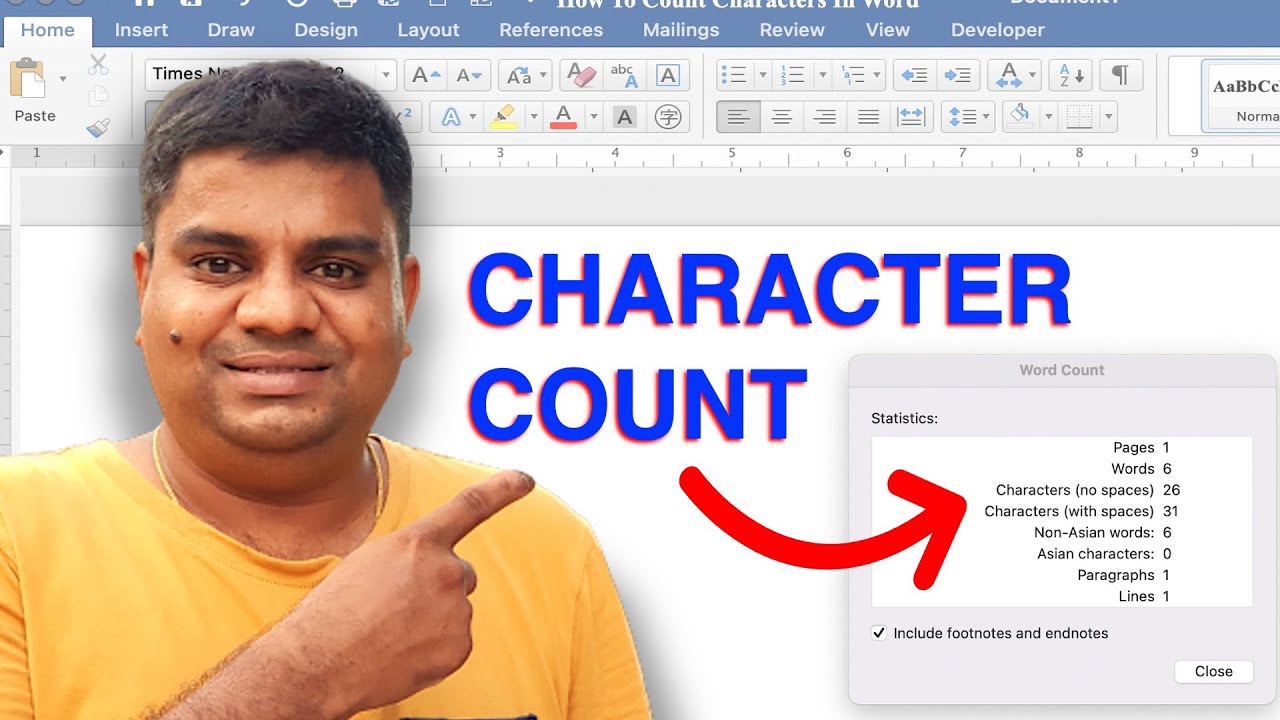 How To Count Characters In Word (MS Word) 