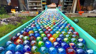 1000 Marble Run Asmr A Relaxing Story In A Transparent Rotating Bucket