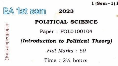 📘 Gauhati University | BA 1st Semester | Political science Question paper 2023