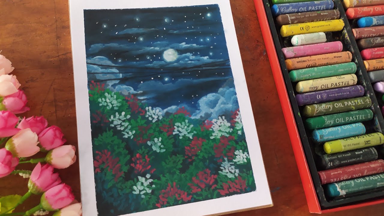 Drawings beautifull night sky | Relaxing art | menggambar pemandangan langit malam yang indah