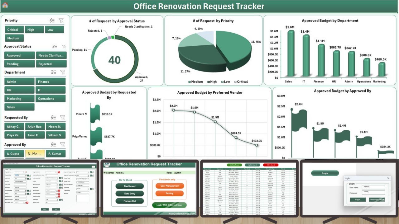 Office Renovation Request Tracker in Excel - YouTube