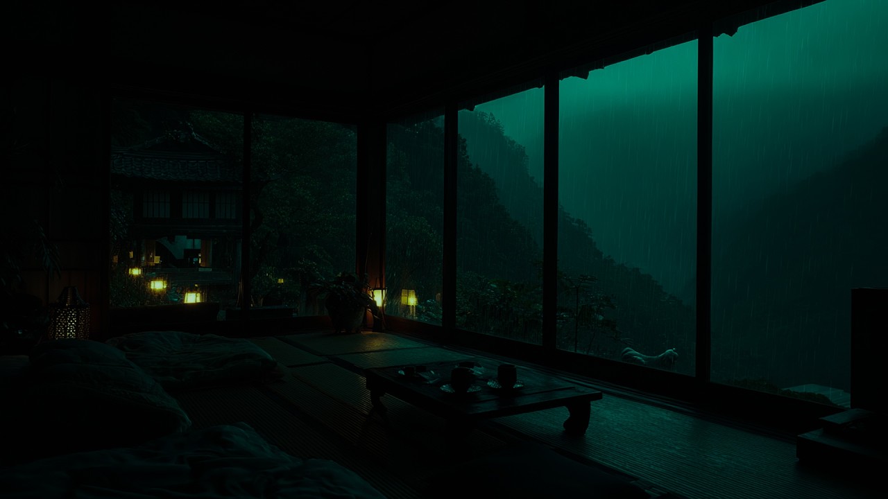 Heavy Rain Outside in the Dark 🌧️ | To Calm the Thoughts and Sleep in 2 Minutes (NO ADS)