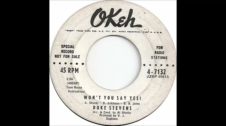 Duke Stevens - Won't You Say Yes - Okeh 7132 - (19...