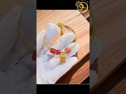 Lắc tay Vàng Cỏ 4 Lá Ngũ Điếu Thạch Anh Dâu Hồng 1.1 chỉ