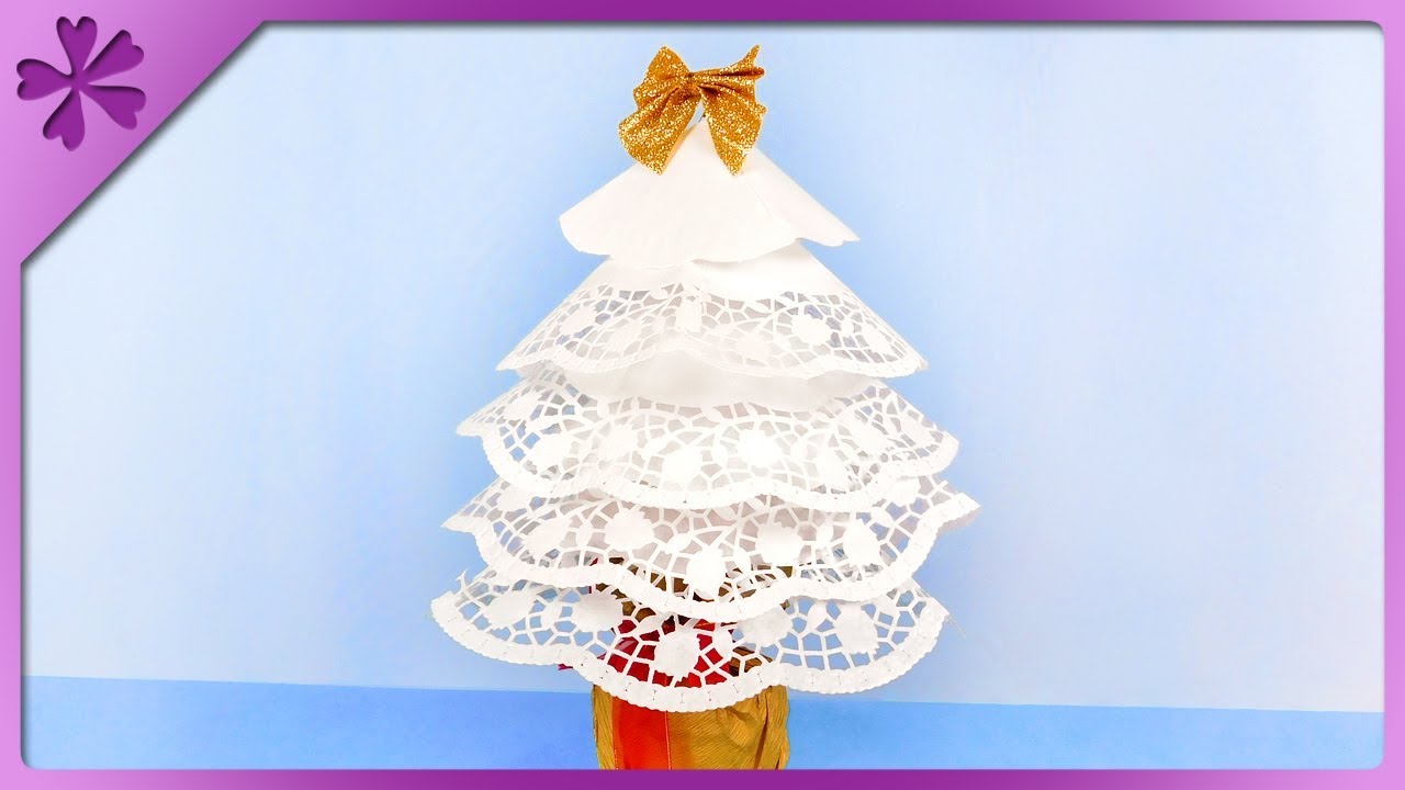 DIY How to make Christmas tree out of paper doilies (ENG Subtitles