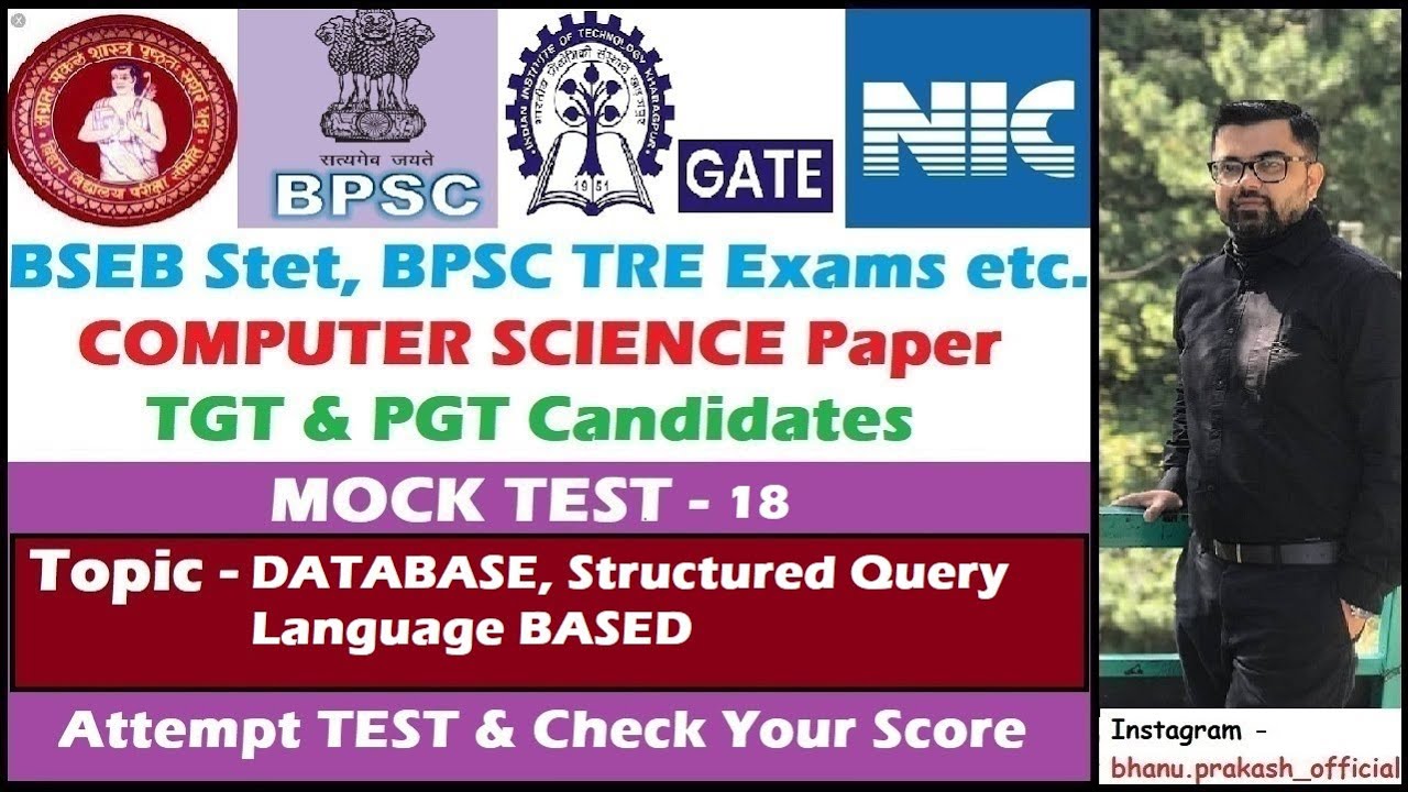 Computer science mcqs mock 18 database sql based tgt pgt