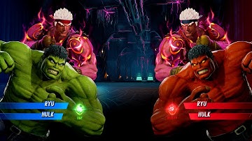 RED RYU & HULK VS BLUE RYU & RED HULK - Marvel vs Capcom Infinite All Costumes Unlock