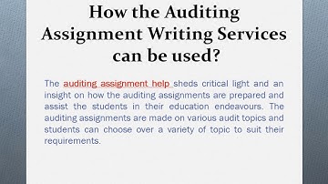 Auditing Assignment Help Online From MyAssignmenthelp.com Experts
