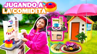 🌼🪣JUGANDO A LA COMIDITA CON HOJAS Y TIERRA 🌿🪨 TAMALES, PASTELES y CALDO DE CAMARÓN | CONNY MERLIN