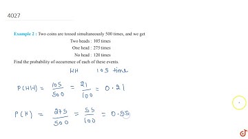 Two coins are tossed simultaneously 500 times, and we get Two heads : 105 times One head : 275 t...