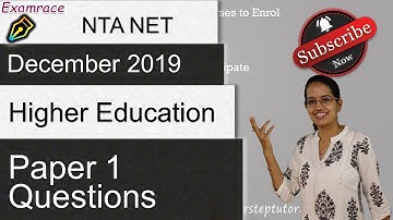 Higher Education: Questions NTA NET Paper 1 December 2019 (Past Paper Solutions)|June 2020
