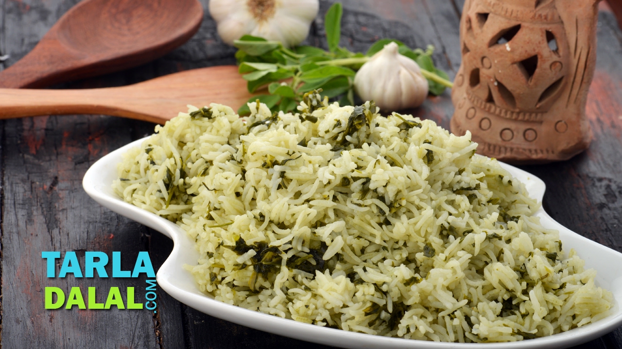 Methi Garlic Rice by Tarla Dalal