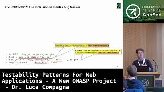 Global AppSec Dublin: Testability Patterns For Web Apps - A New OWASP Project - Dr. Luca Compagna screenshot 2