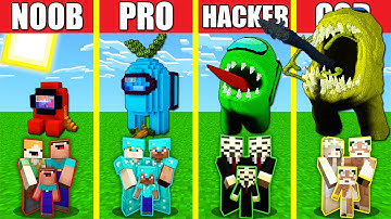 Minecraft Battle: AMONG US HOUSE BUILD CHALLENGE - NOOB vs PRO vs HACKER vs GOD / Animation IMPOSTOR