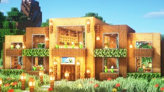 Minecraft:How To Build A Wooden Modern House l House Tutorial(#23)