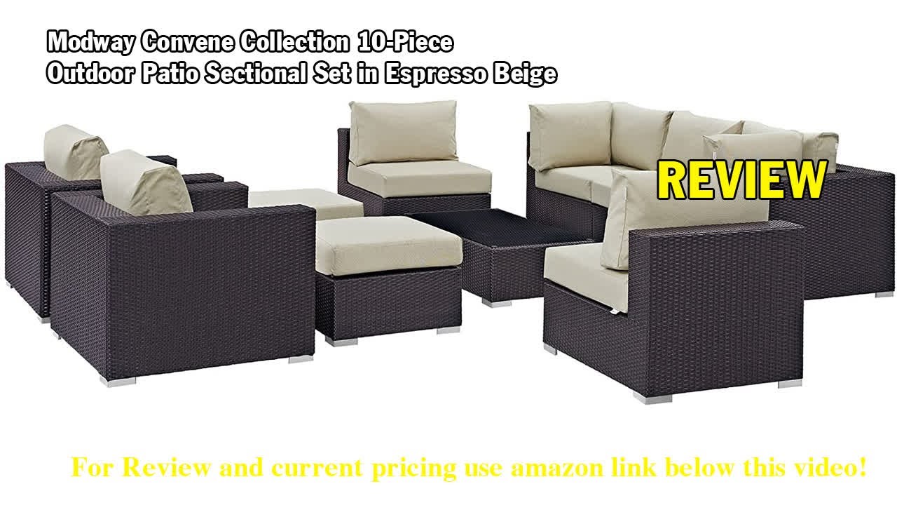 Review Modway Convene Collection 12-Piece Outdoor Patio Sectional Set in Espresso Beige