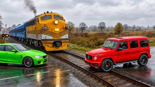 Cars vs Train Tracks x Ledges x Giant Pit in BeamNG Drive! screenshot 4