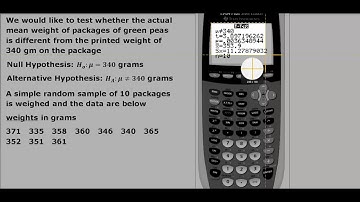 One sample t test raw data TI 84