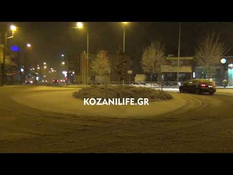 Έντονη βραδινή χιονόπτωση στην Κοζάνη 25 Ιανουαρίου 2019